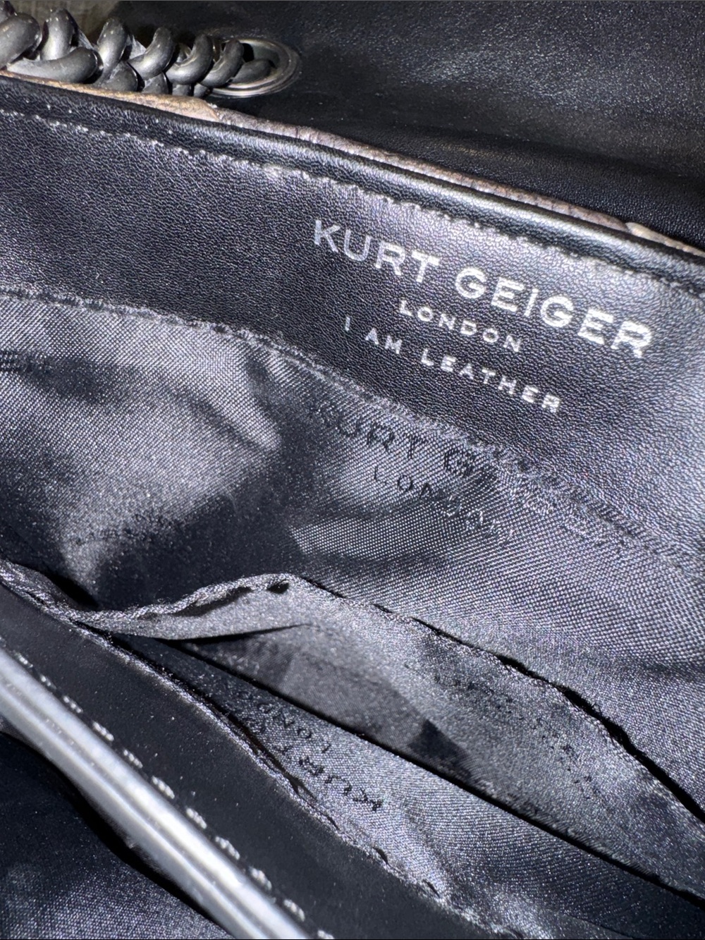 Kurt Geiger Bag Large Kensington Metallic Gold Silver Gray Stripe Shoulder Bag - Picture 14 of 17
